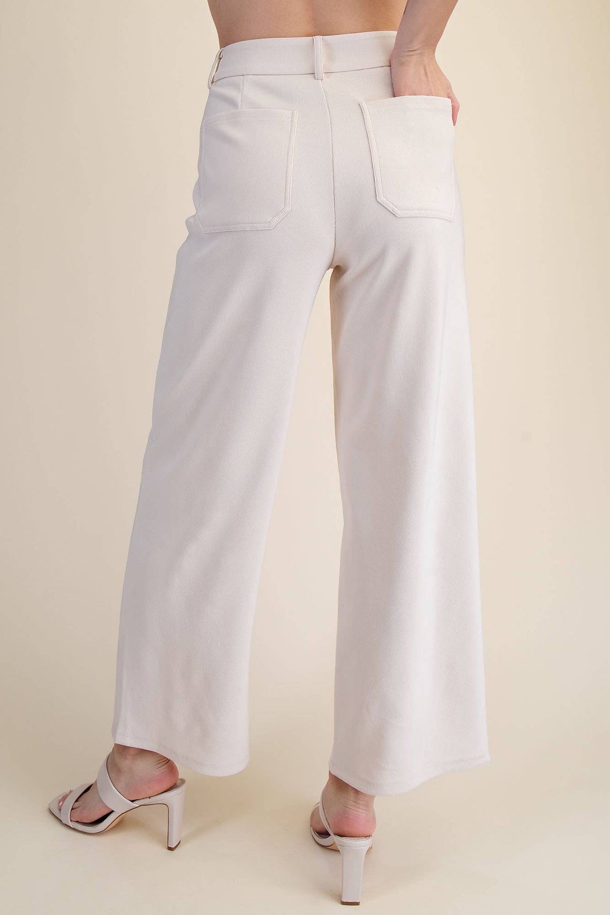 High Rise Front Pocket Stretchy Wide Pants