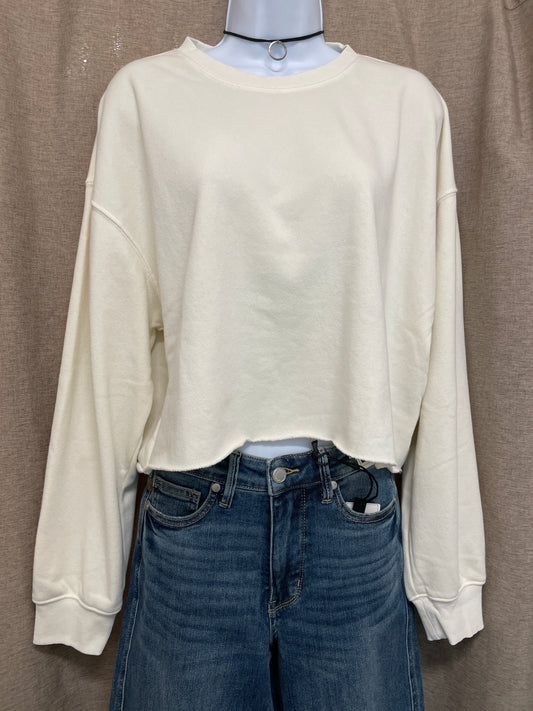 Cropped Raw Hem Crew Neck Sweatshirt HYFVE
