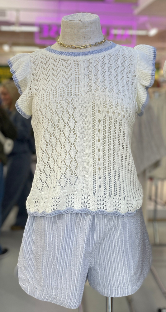 Knit Ruffle Sleeve Sweater