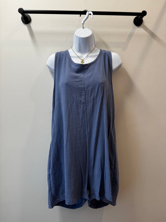 Linen Scoop Back Sleeveless Romper