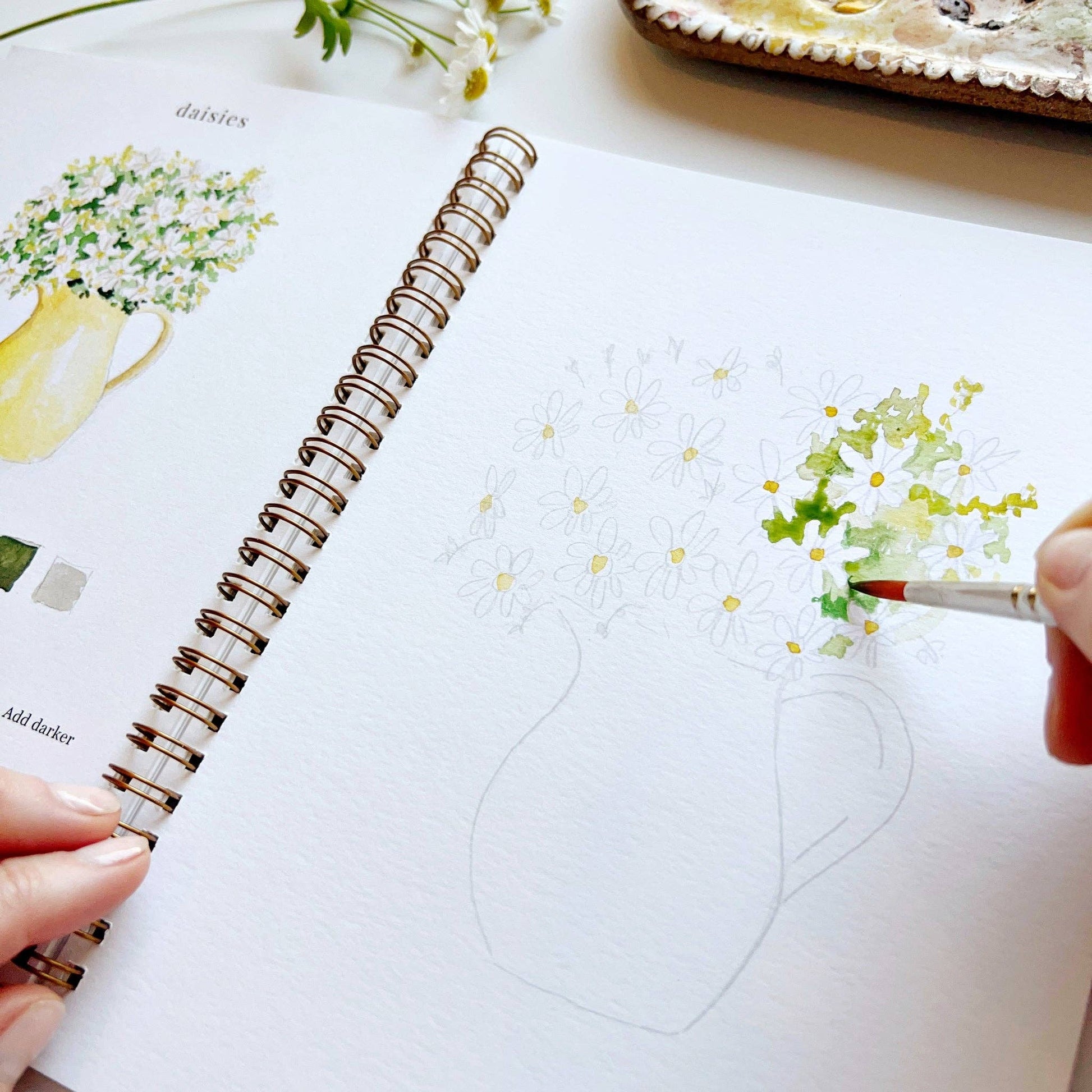 Flowers watercolor workbook emily lex studio