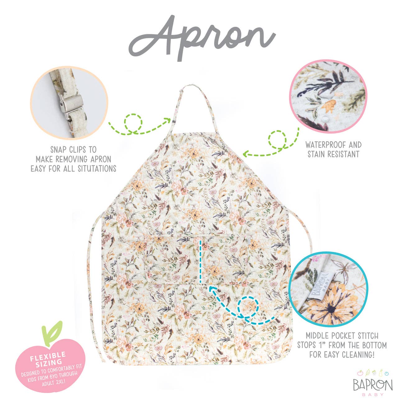Delilah Floral Apron  - Youth/Adult BapronBaby