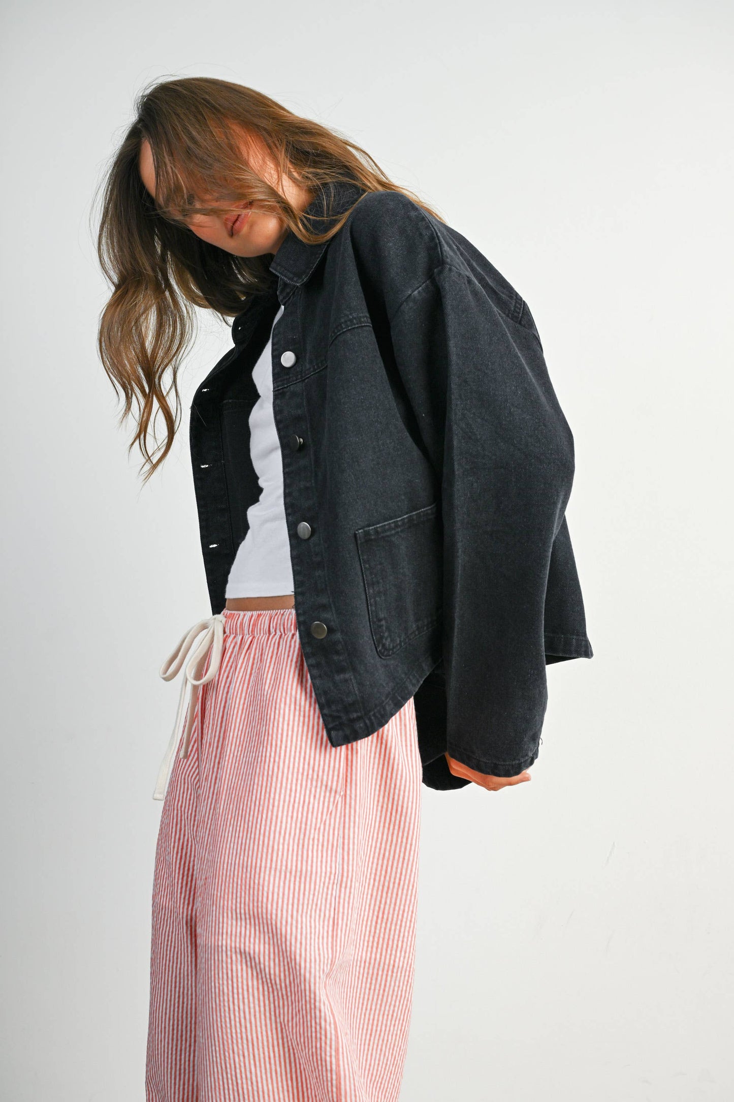 Button-Down Jacket with Shirt Collar and Pockets