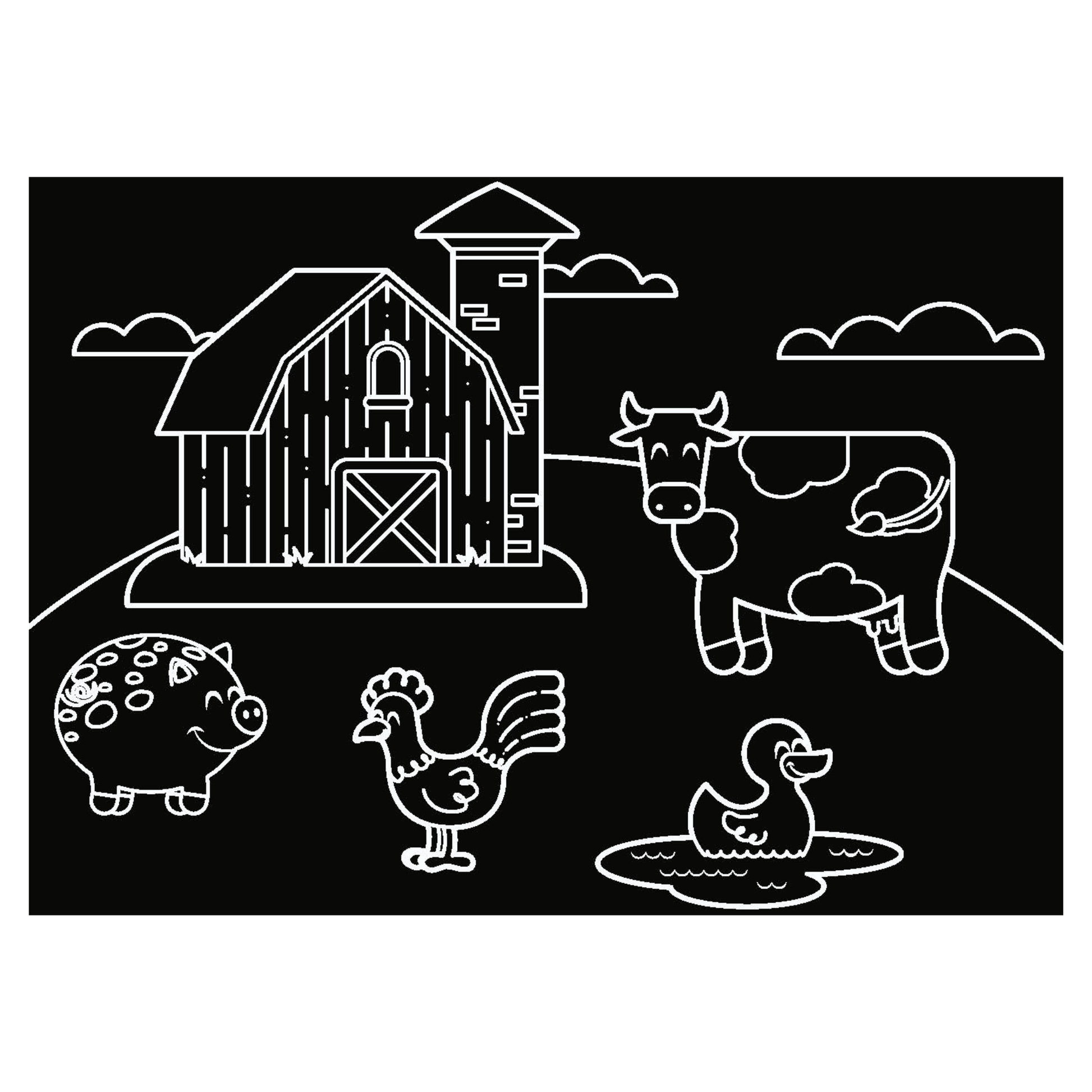 Chalkboard MiniMats Farm & Jungle Coloring Kit Imagination Starters