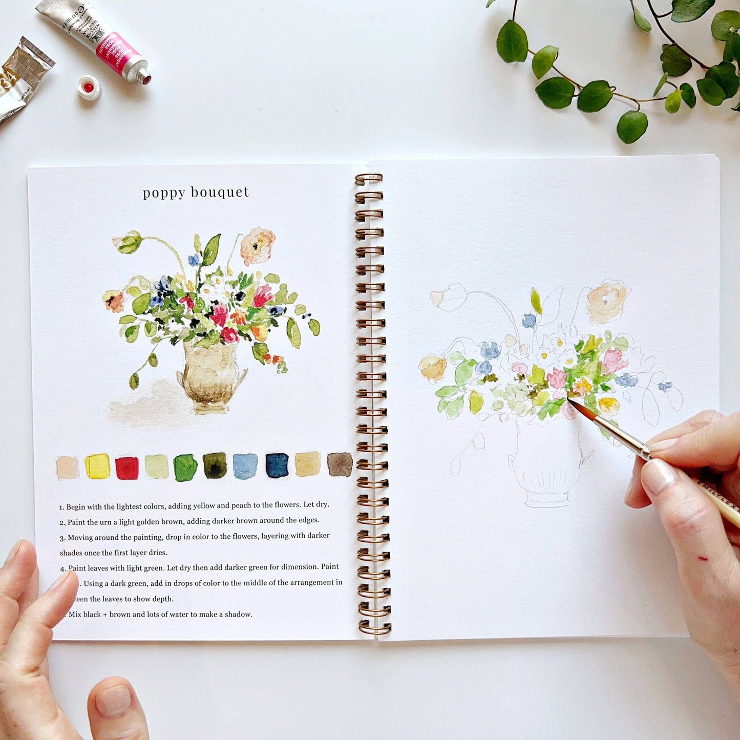 Bouquets watercolor workbook emily lex studio
