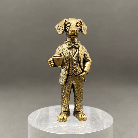 The Dog Drinking Coffee Brass Crafts Desktop Ornaments