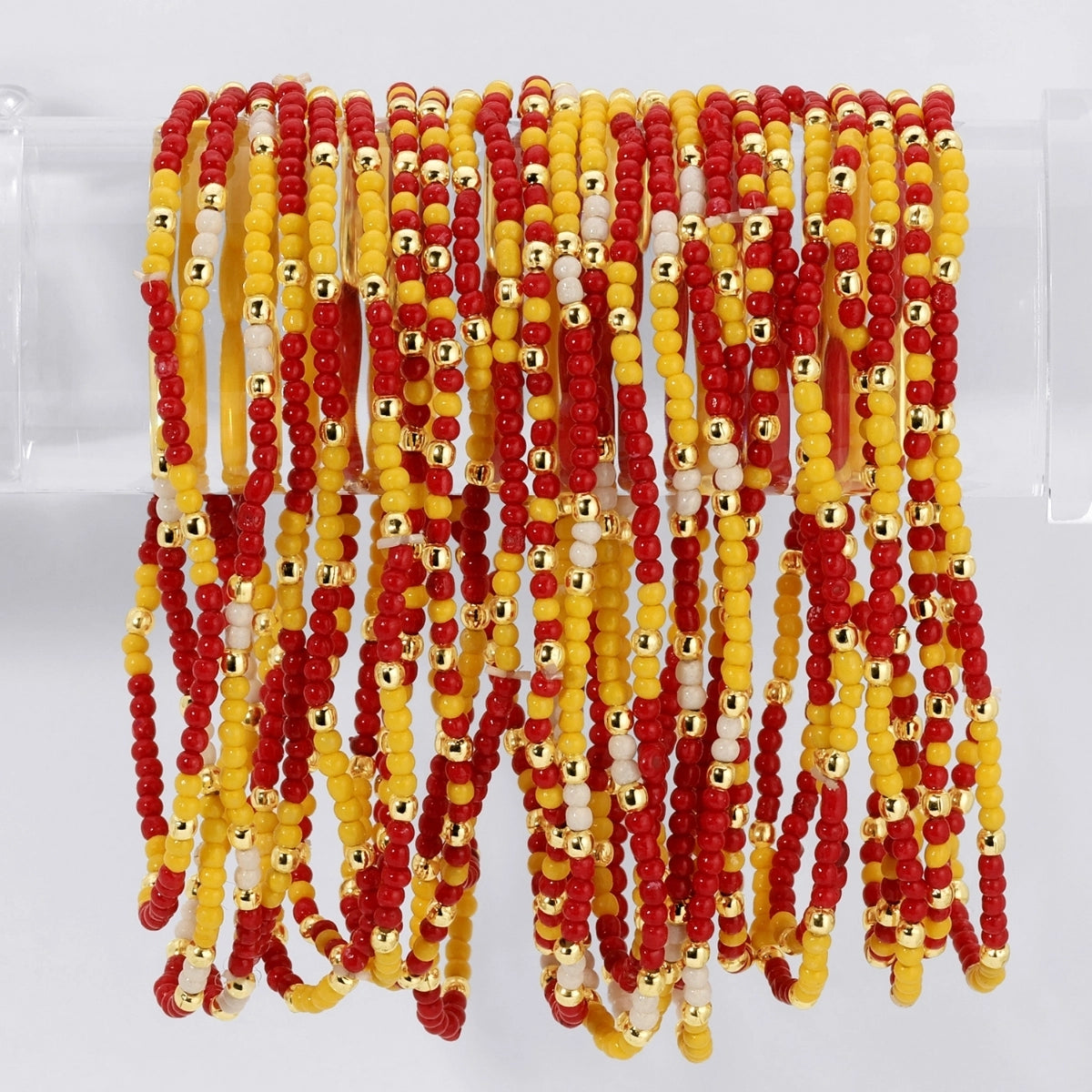 2mm Stretch Seed Bead Bracelets with Gold Bead Accents