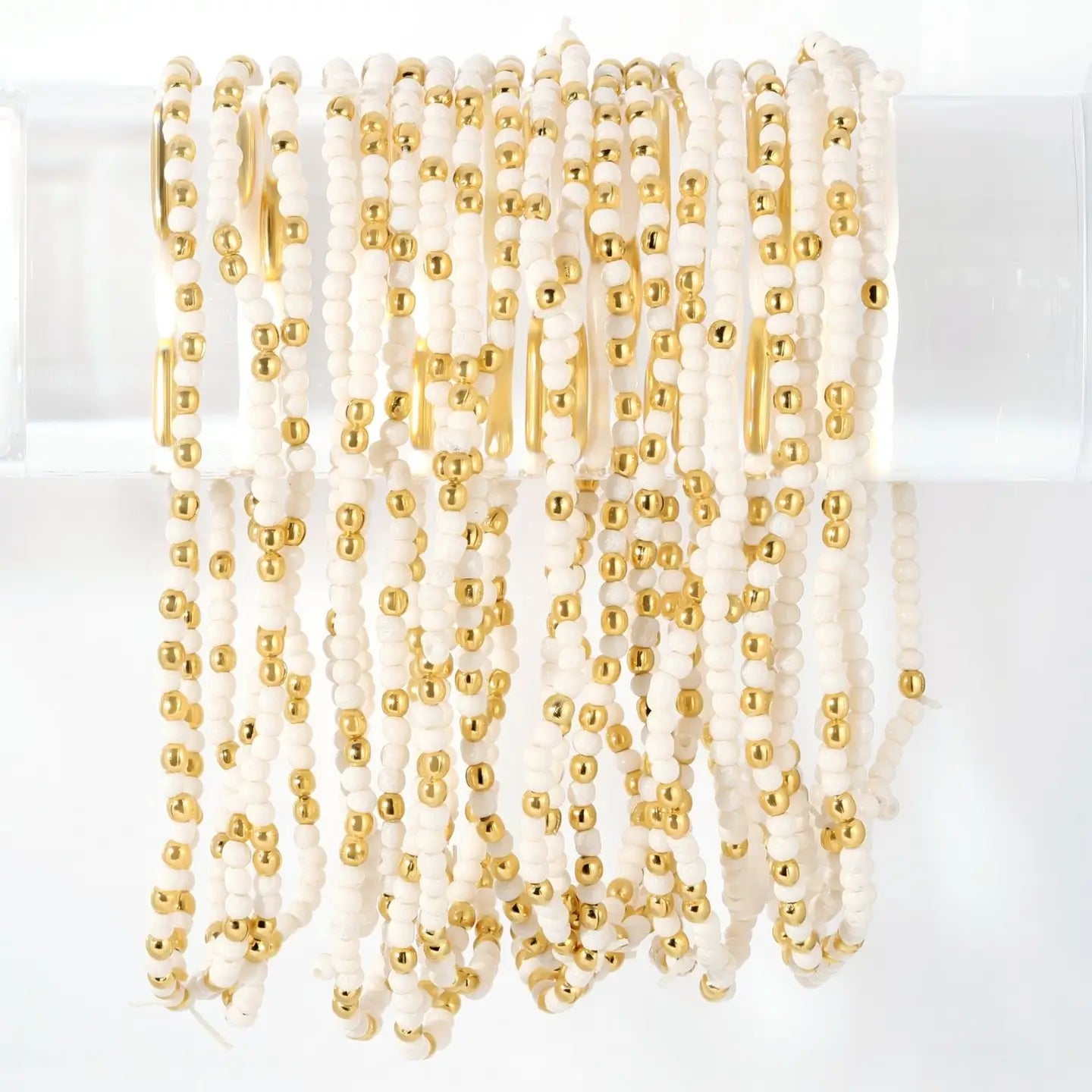 2mm Single Color Seed Bead Bracelet with Gold bead Accent