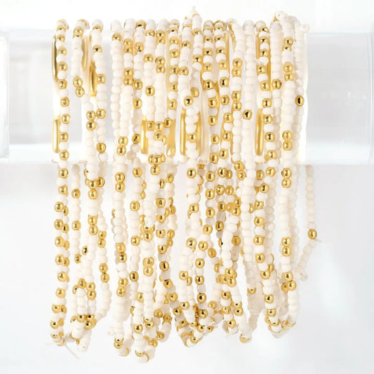 2mm Single Color Seed Bead Bracelet with Gold bead Accent