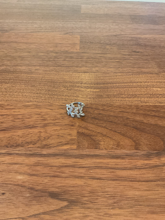 Pave Leaf Adjustable Ring