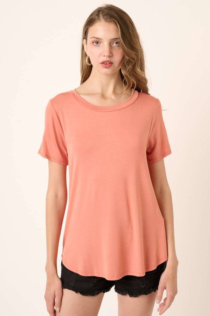 BAMBOO ROUND NECK SHORT SLEEVE BASIC TOP