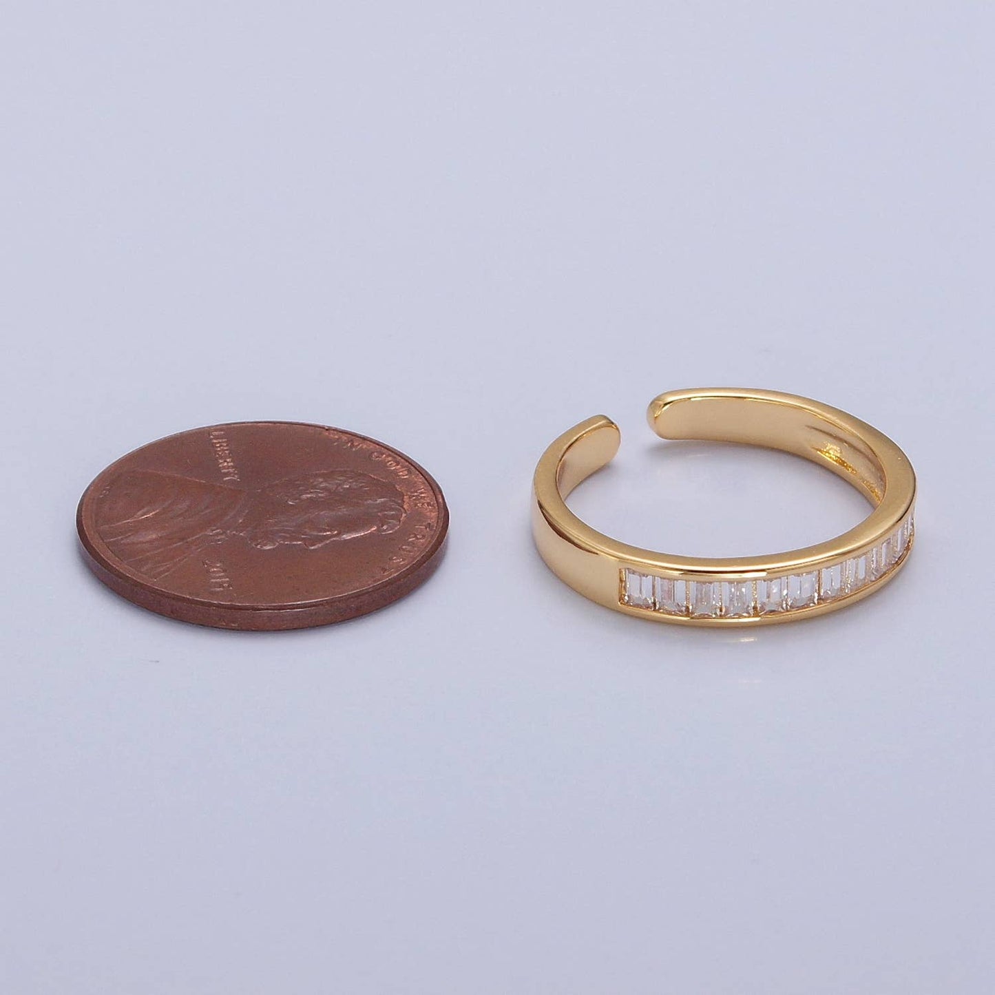 Minimalist Clear CZ Baguette Geometric Ring