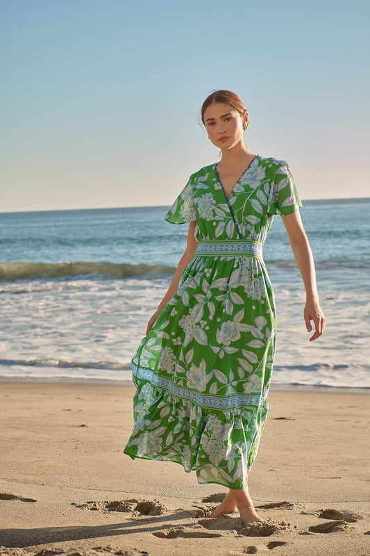 Verbena Floral Ingrida Surplice Maxi Dress