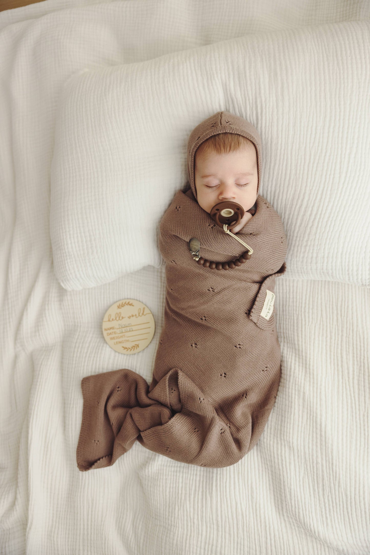 100% Organic Cotton Luxury Organic Blanket + Bonnet Hat Set Bleu La La