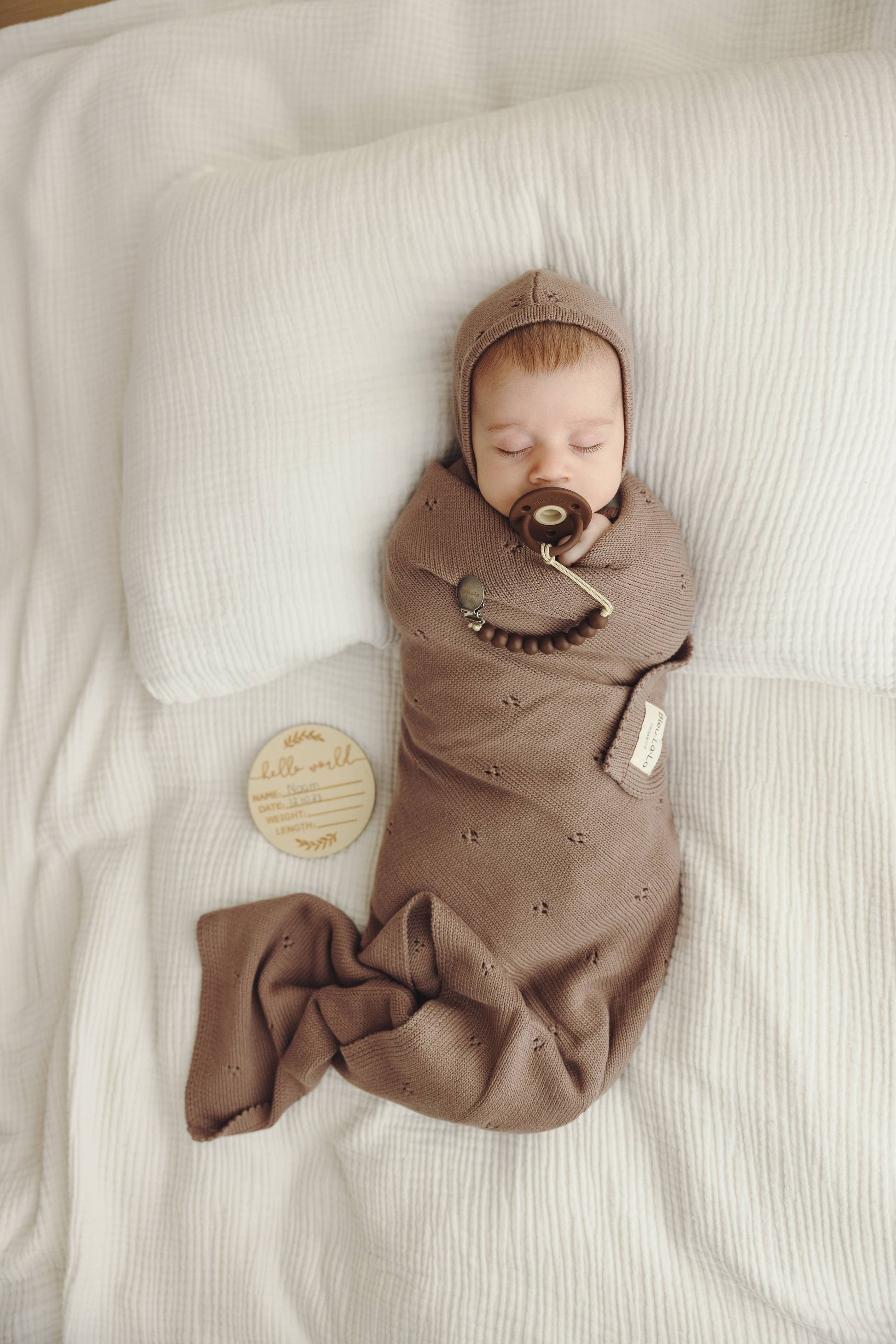 100% Organic Cotton Luxury Organic Blanket + Bonnet Hat Set Bleu La La
