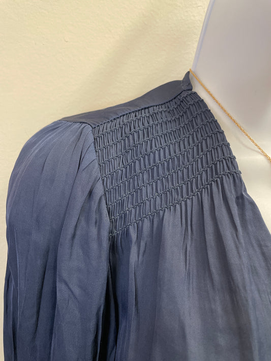 Long Sleeve Surplice Neck Blouse with Pleated and Smocked Details Current Air