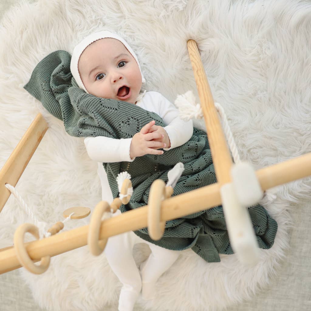 100% Luxury Cotton Receiving Swaddle Baby Blanket - Heart Bleu La La