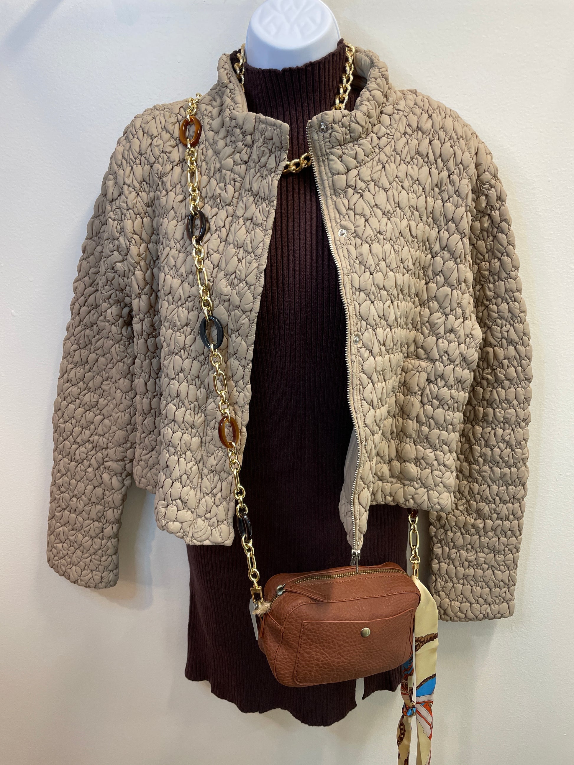 Long Sleeve Cropped Quilting Puffed Jacket Current Air