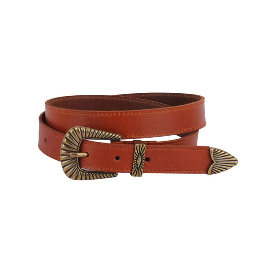 Bohemian Brass Buckle Leather Belt Set