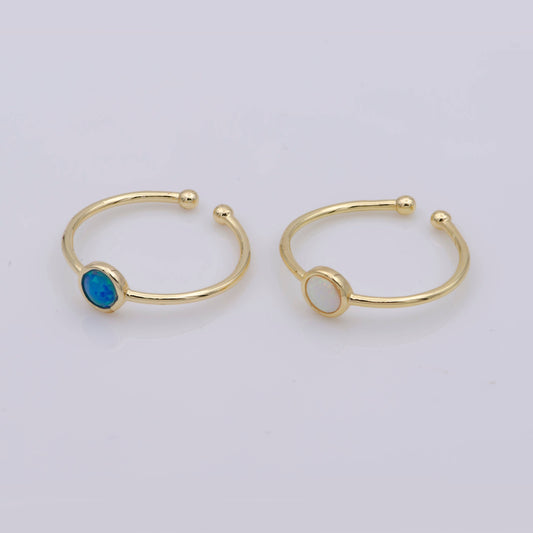 Dainty 18K Gold Filled Round Opal Stone Adjustable Ring