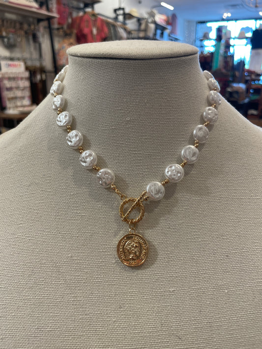 Baroque Pearl & Coin Pendant Necklace Set