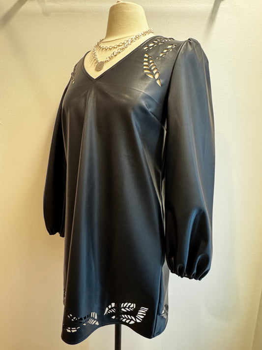 Perforated Faux Leather Dress