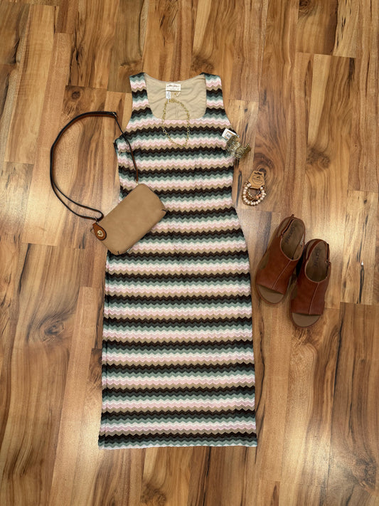 Striped Sleeveless Sweater Dress