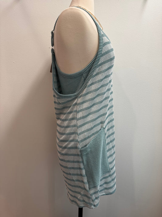 Stripe Wave Rib Mini Romper Dress