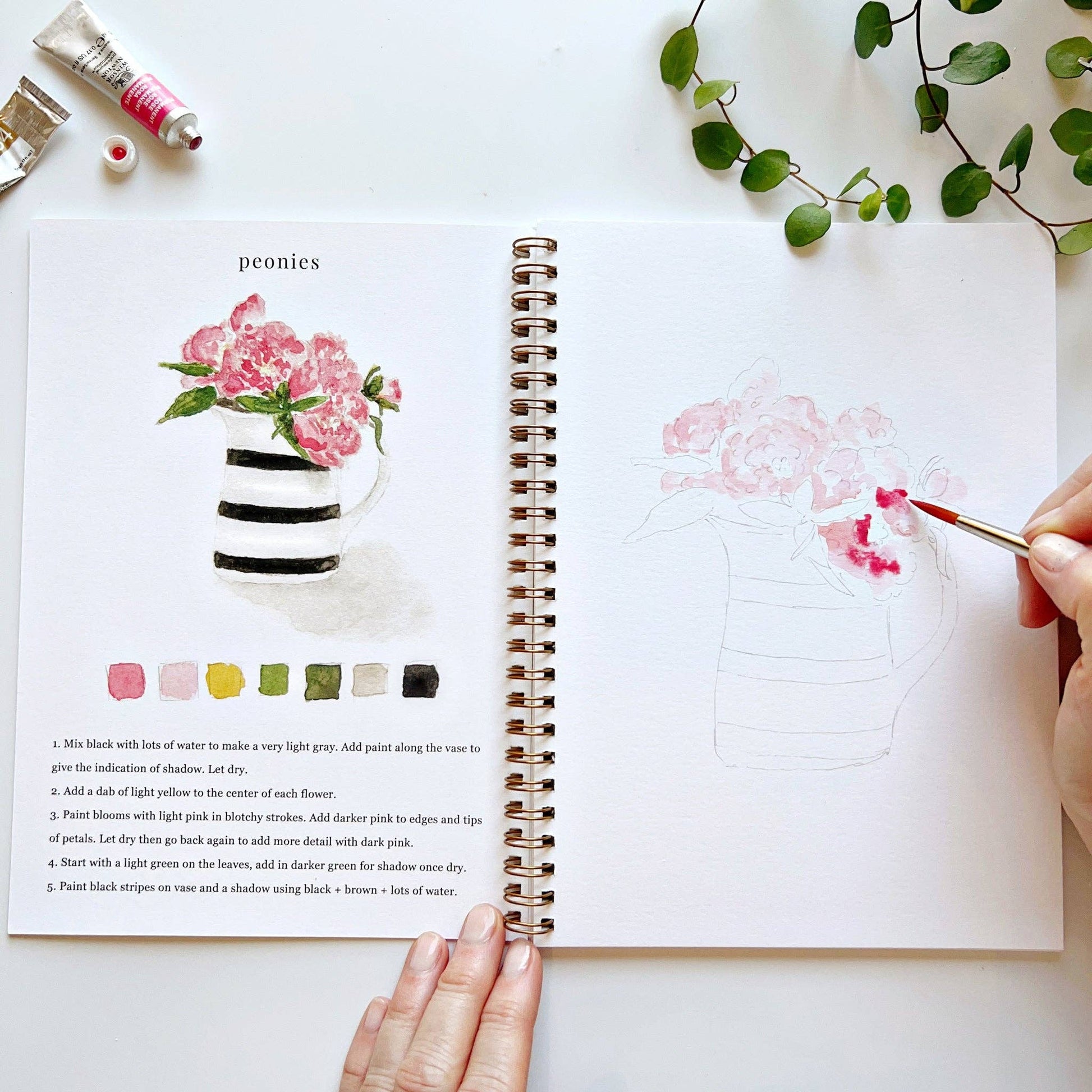 Bouquets watercolor workbook emily lex studio