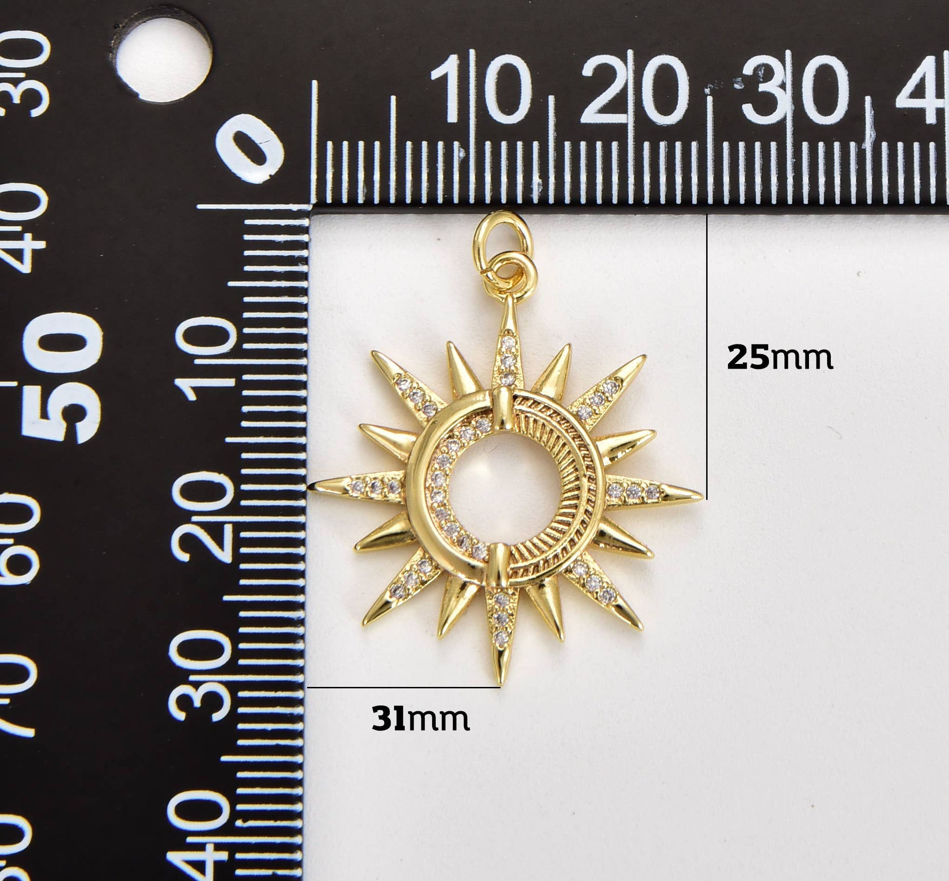 Gold Filled Micro Pave CZ Sun Burst Pendant Charm Beads Creation