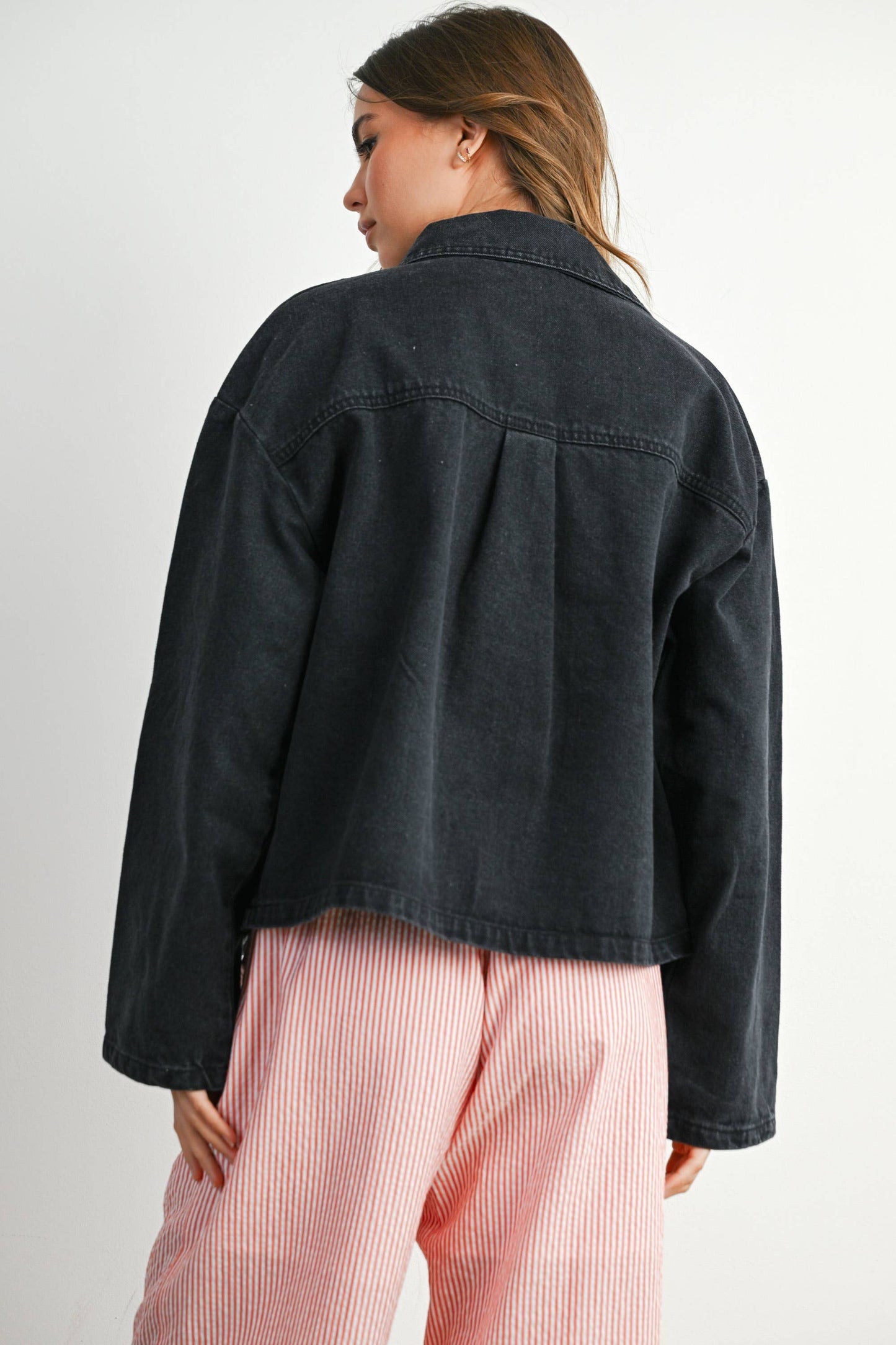 Button-Down Jacket with Shirt Collar and Pockets