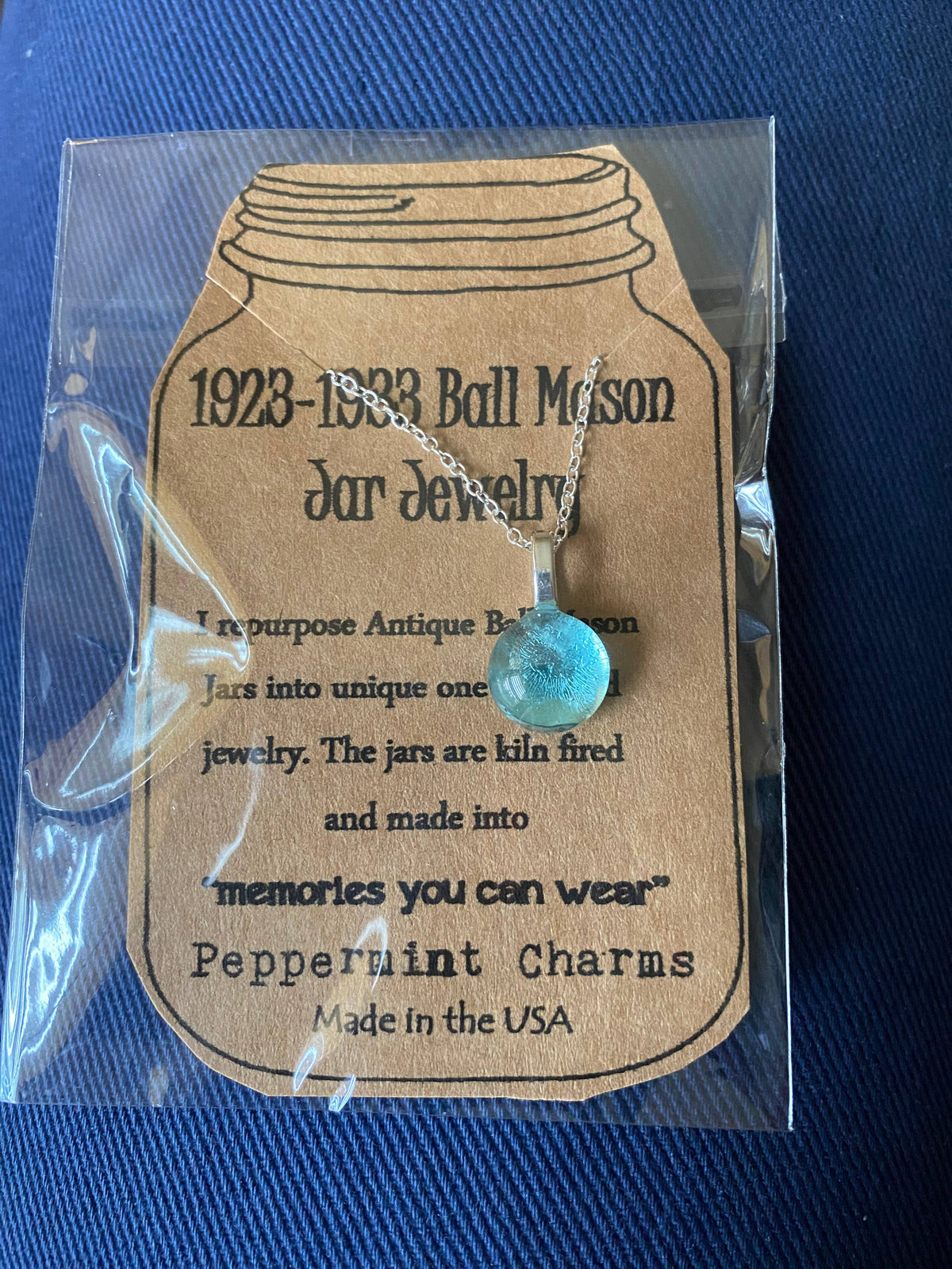 1923-1933 Ball Mason jar small round pendant sterling silver