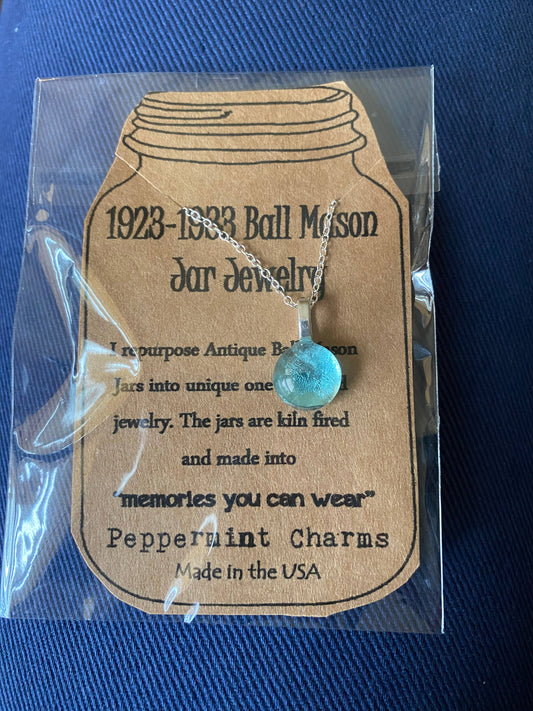 1923-1933 Ball Mason jar small round pendant sterling silver