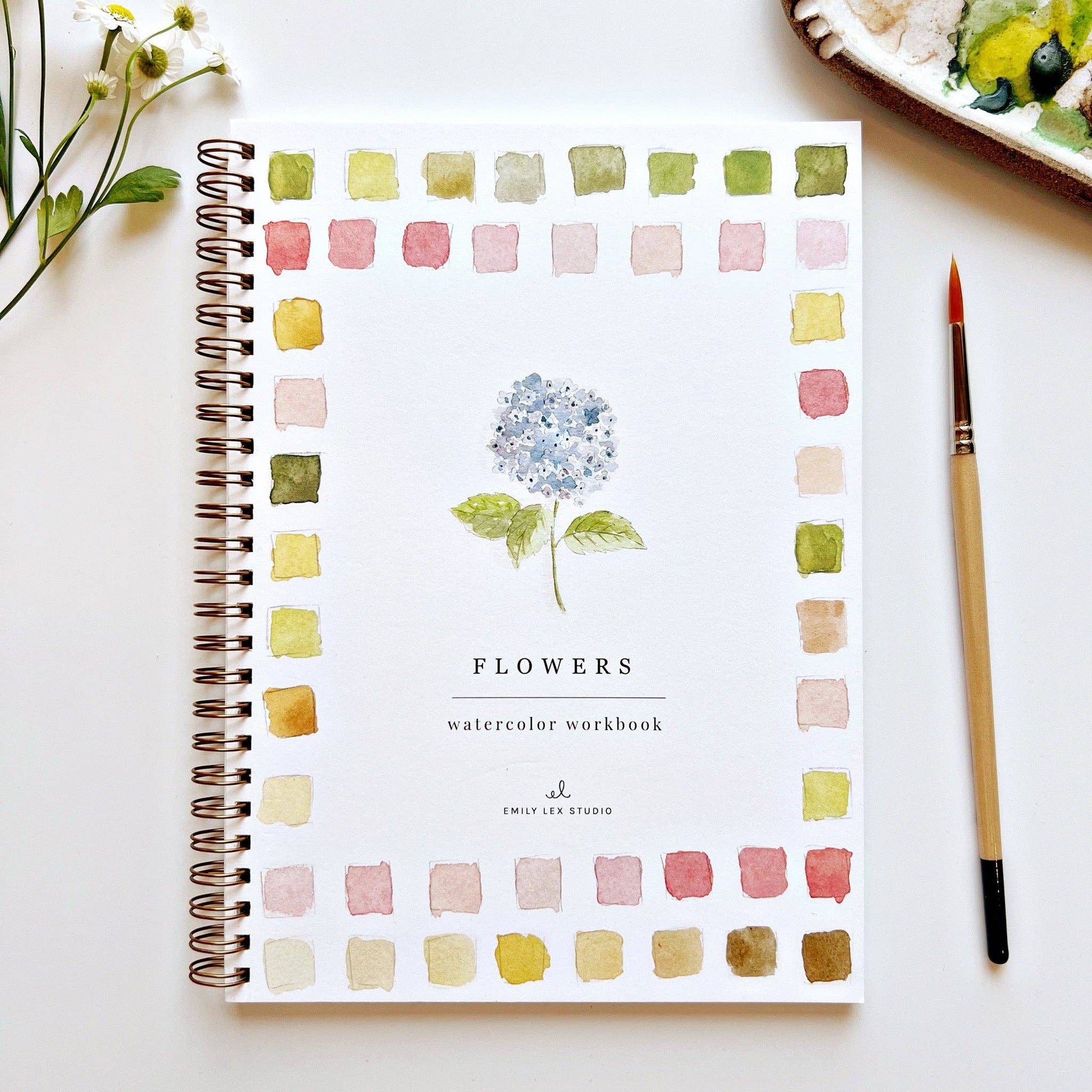 Flowers watercolor workbook emily lex studio