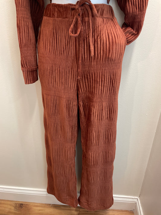 Crinkled Soft Velvet Comfy Straight Pants Very J