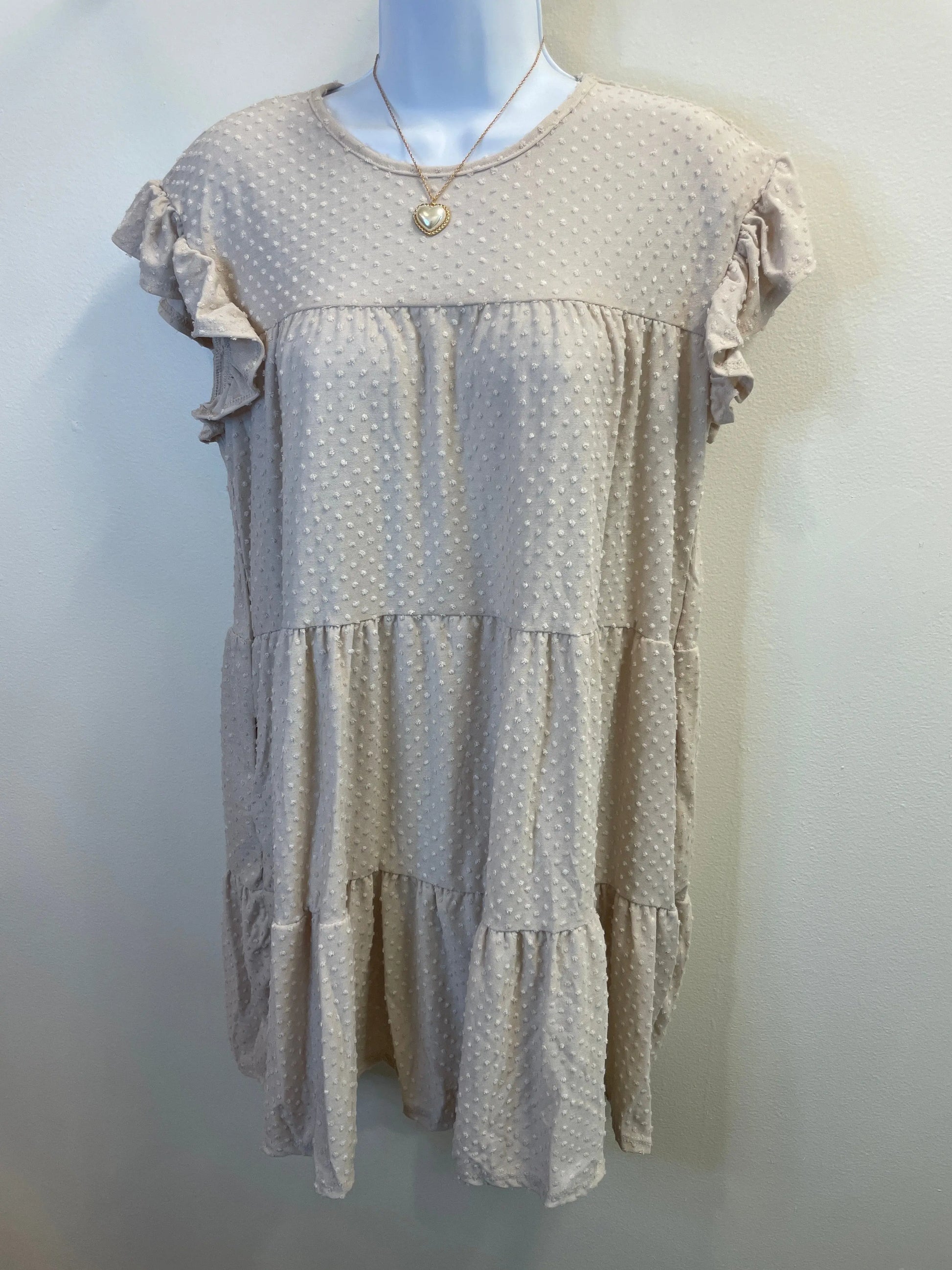 Swiss Dot Ruffle Dress Perfect Peach