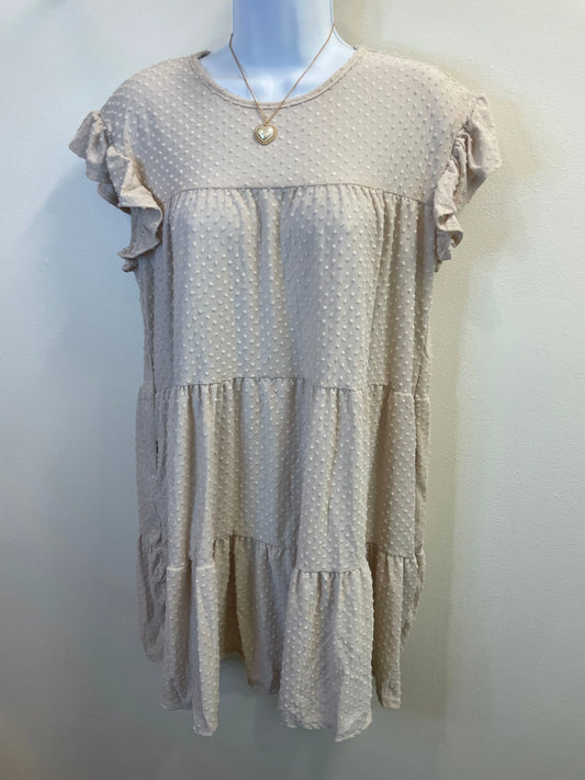 Swiss Dot Ruffle Dress Perfect Peach