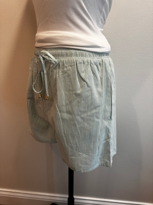 Twin Stripe Cotton Blend Adjustable Tie Shorts