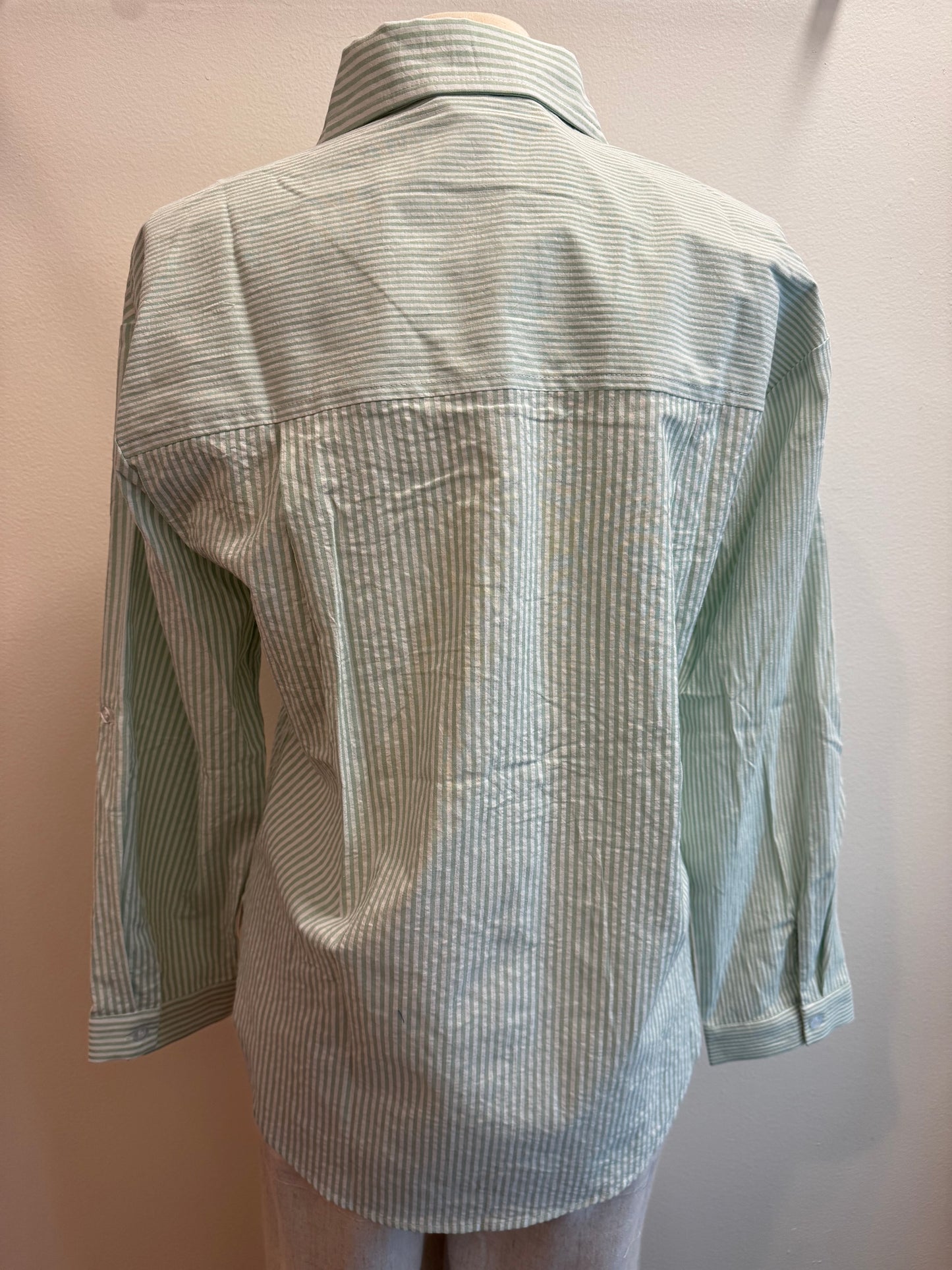 Twin Stripe Cotton Blend Button Up Collar Shirt