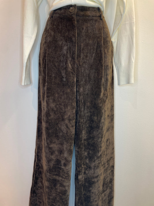Corduroy High Waist Wide Leg Pant with Pleated Detail and Side Slip Pockets Current Air