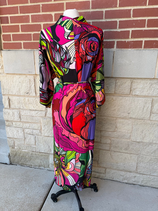 Gothic Floral Wrap-Tie Dress