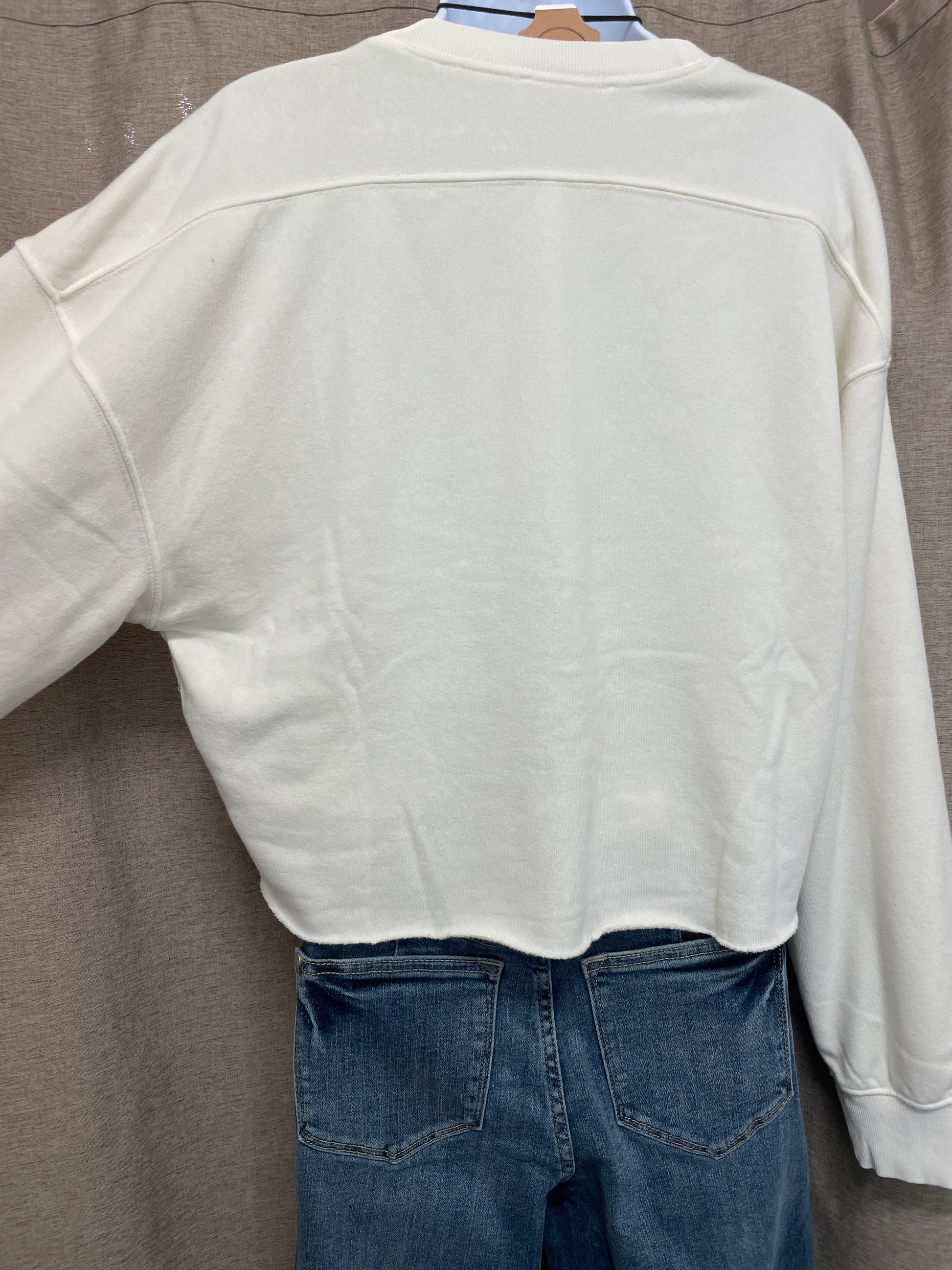 Cropped Raw Hem Crew Neck Sweatshirt HYFVE