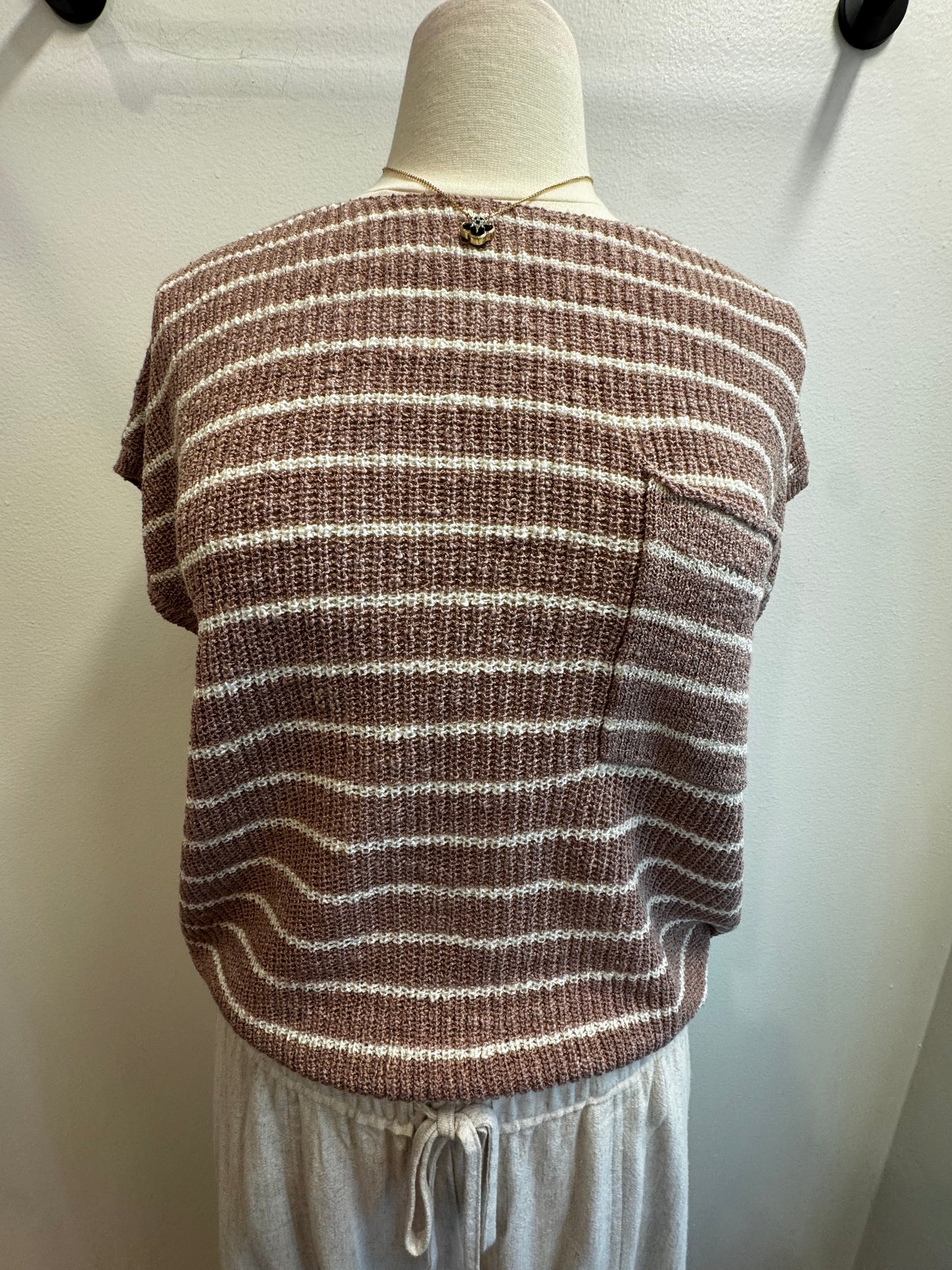 Striped Cap Sleeve Sweater