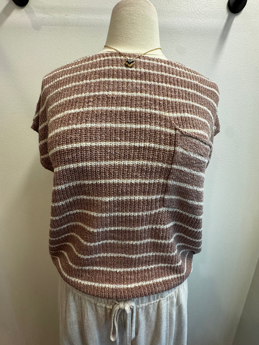 Striped Cap Sleeve Sweater