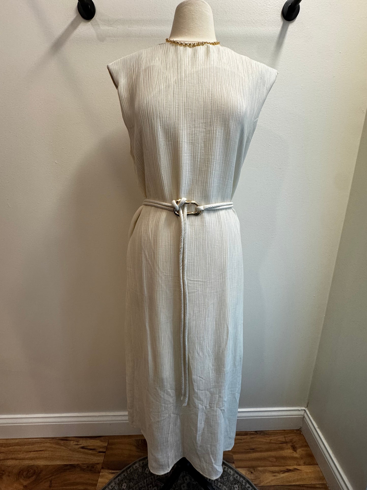 Flowy Sleeveless Tunic Dress with Rope Tie Belt