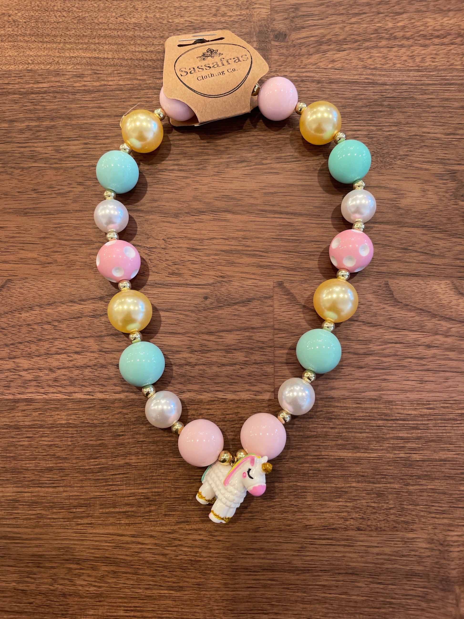 Kids Llamacorn Charm Bubblegum Bead Necklace The Twinkled Twig