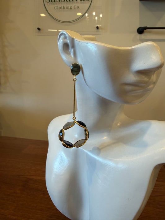 Gemstone Wheel Earrings