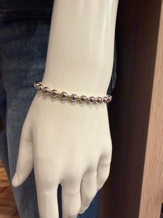 Two Tone 3mm Bead Bracelet with 5mm Accent