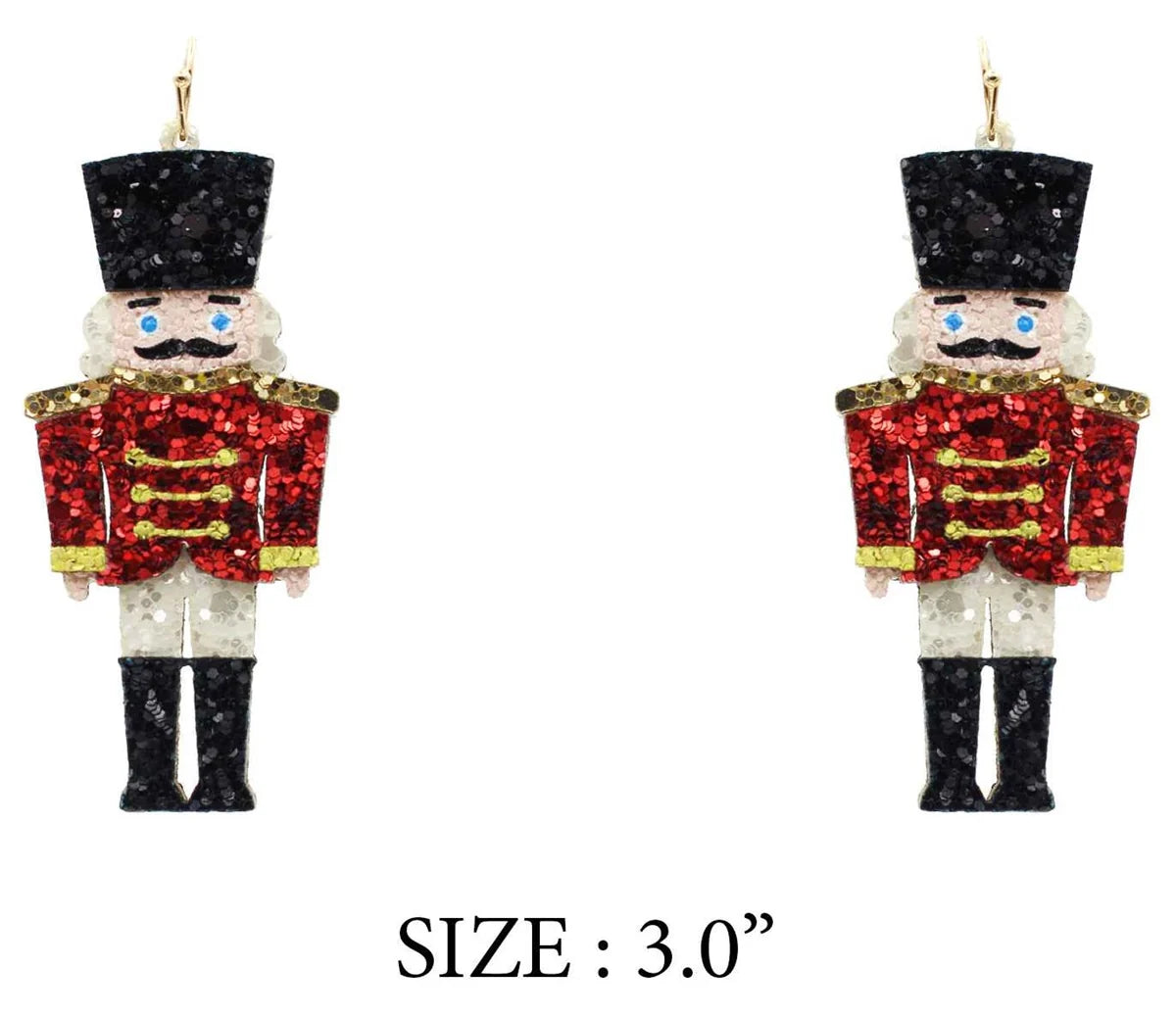 Red Glitter Nutcracker 3" Earring WHAT'S HOT