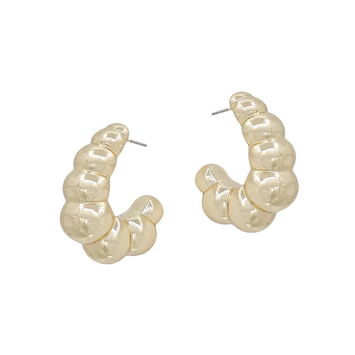 Tear Drop Lined Textured 1" Hoop Earring WHAT'S HOT